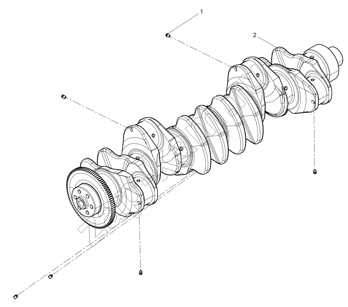 Схема/чертеж: CRANKSHAFT ASSEMBLY / Shaanxi Shacman SX331853386 (X5000)