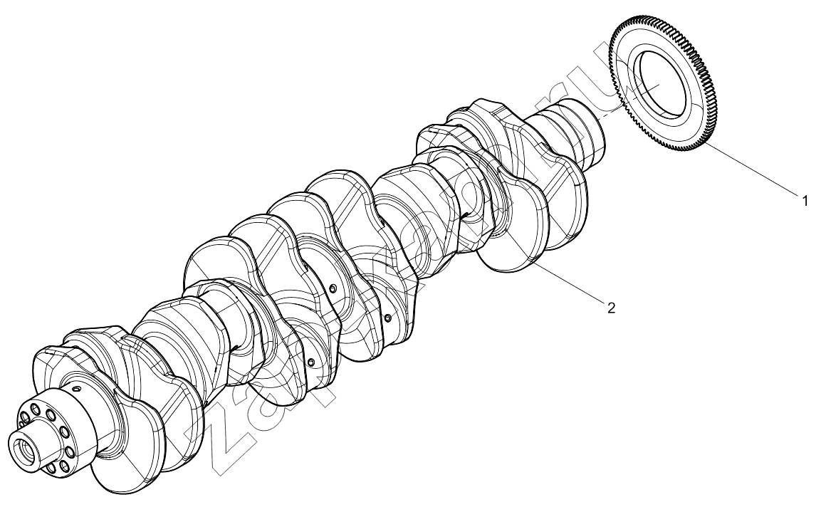 Схема/чертеж: CRANKSHAFT SUBASSEMBLY / Shaanxi Shacman SX331853386 (X5000)
