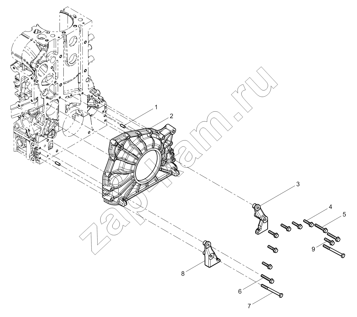 Схема/чертеж: FRONT END COVER GROUP / Shaanxi Shacman SX331853386 (X5000)