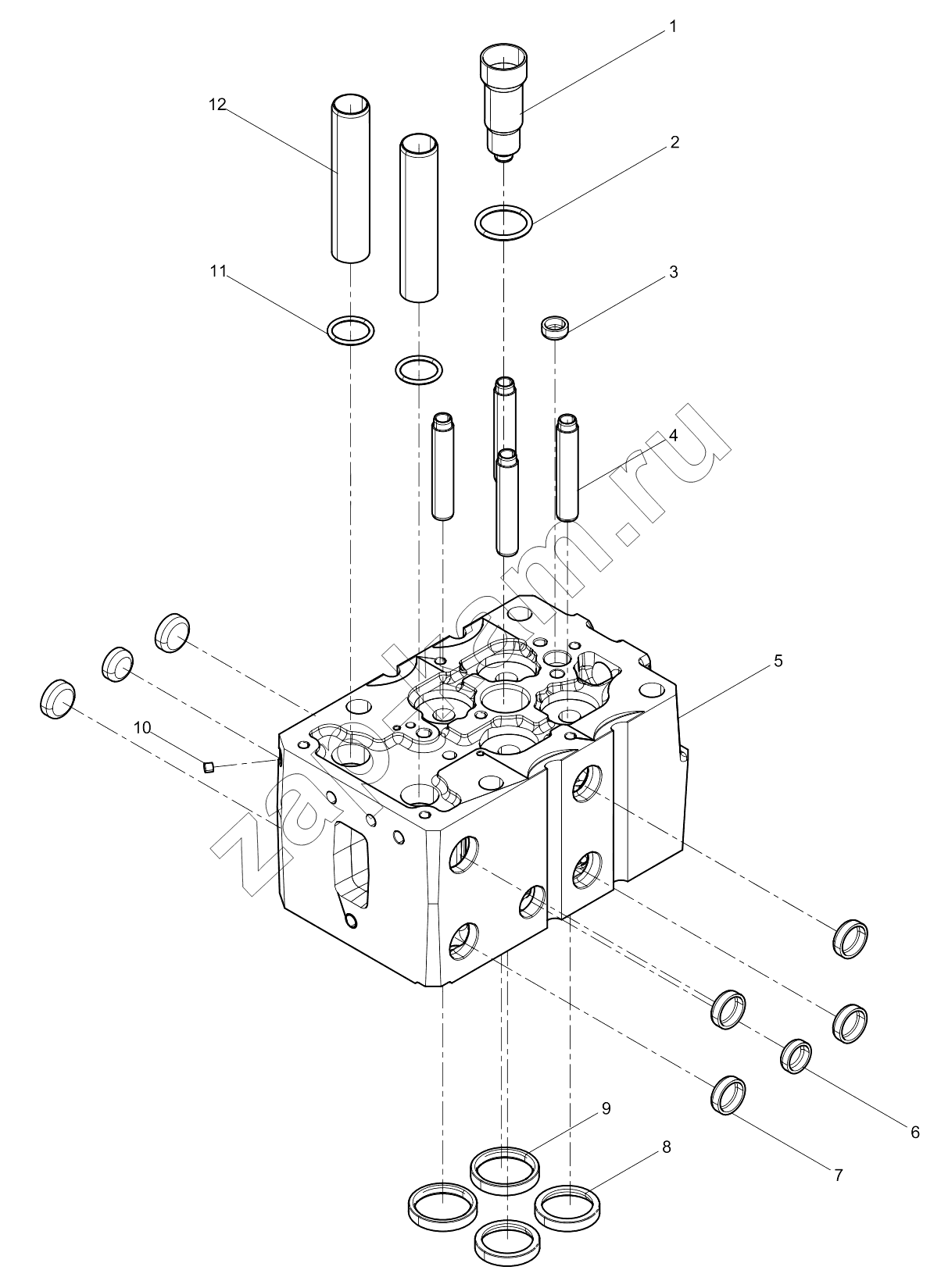 Схема/чертеж: CYLINDER HEAD SUBASSEMBLY / Shaanxi Shacman SX331853386 (X5000)