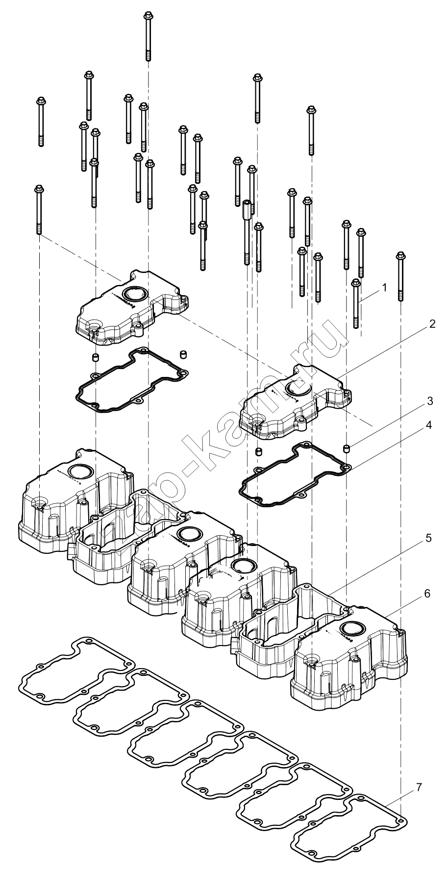 Схема/чертеж: CYLINDER HEAD COVER GROUP / Shaanxi Shacman SX331853386 (X5000)