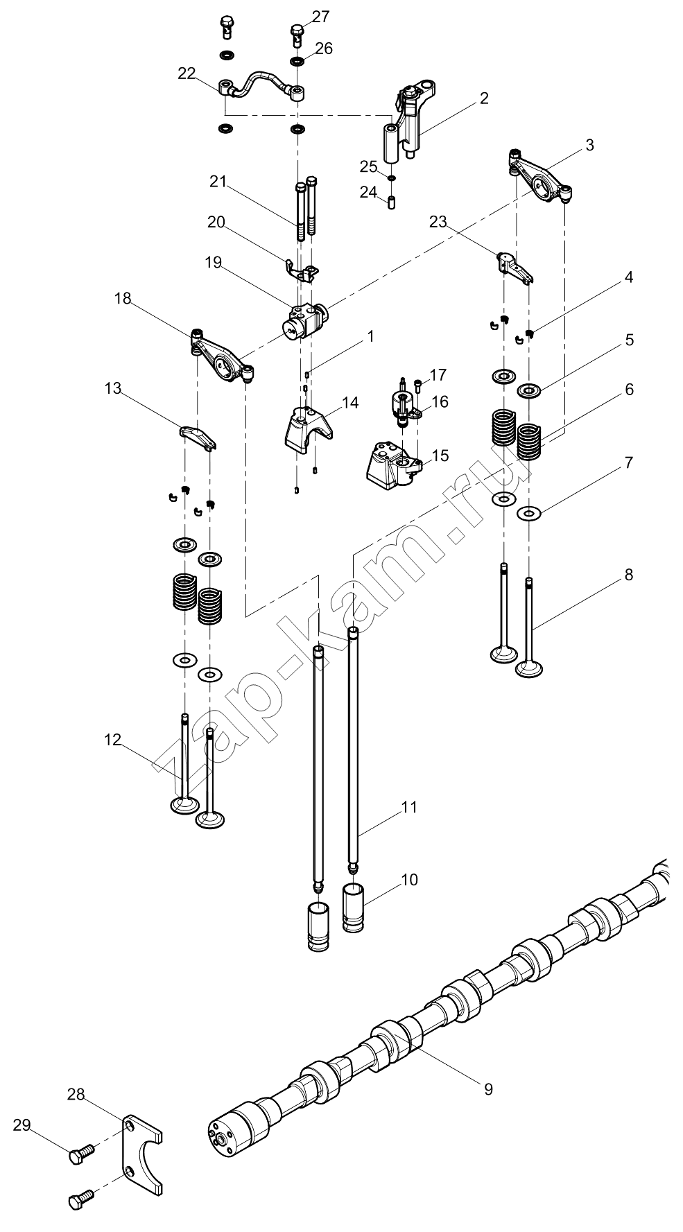 Схема/чертеж: VALVE TRAIN GROUP / Shaanxi Shacman SX331853386 (X5000)