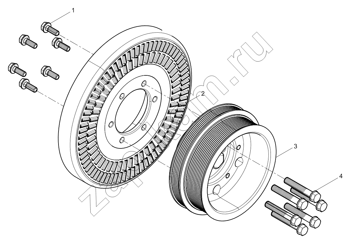 Схема/чертеж: CRANKSHAFT PULLEY GROUP / Shaanxi Shacman SX331853386 (X5000)