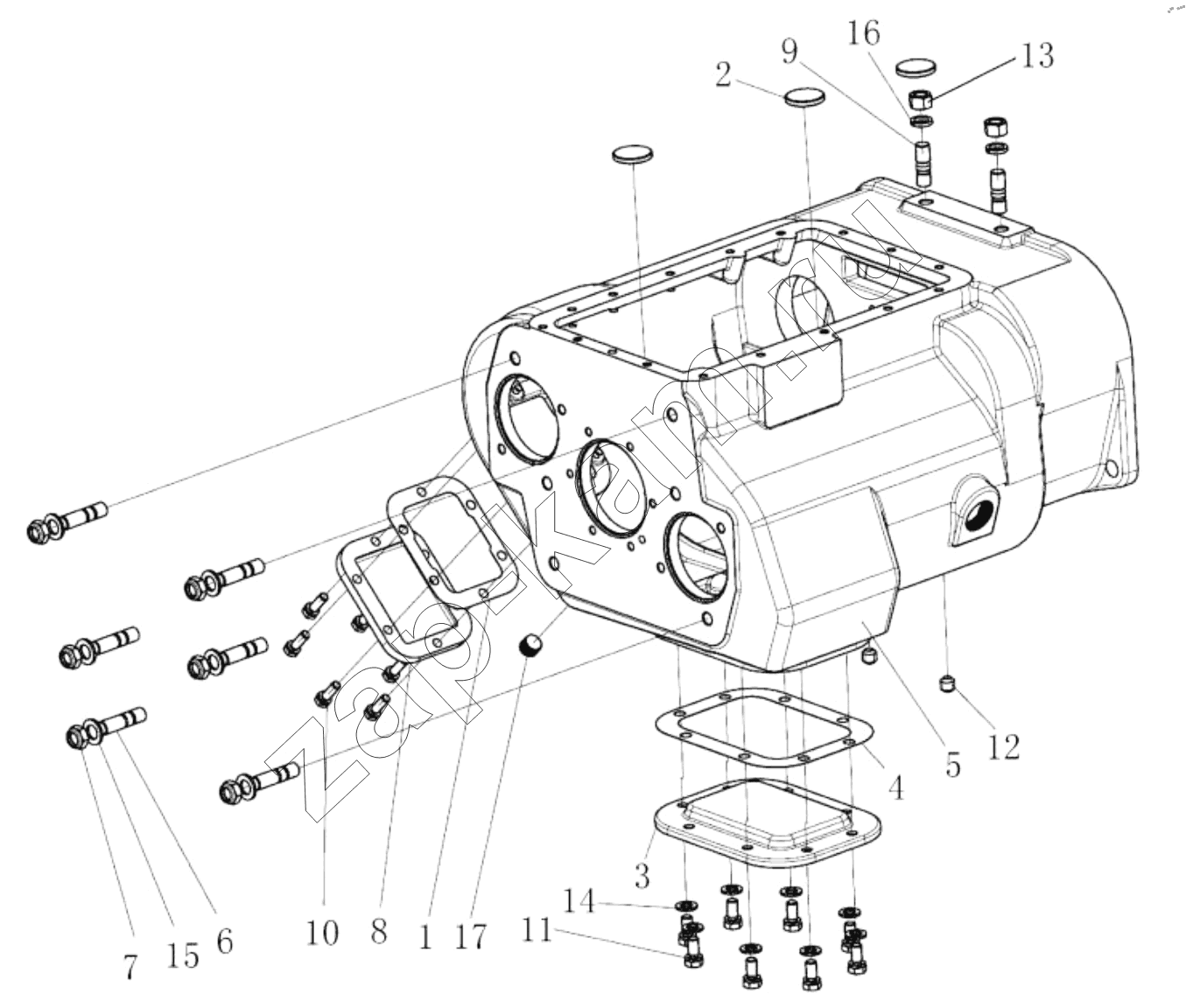 Схема/чертеж: TRANSMISSION HOUSING ASSEMBLY / Shaanxi Shacman SX331853386 (X5000)