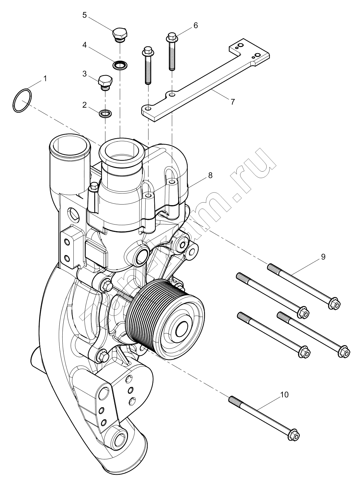 Схема/чертеж: WATER PUMP GROUP / Shaanxi Shacman SX331853386 (X5000)