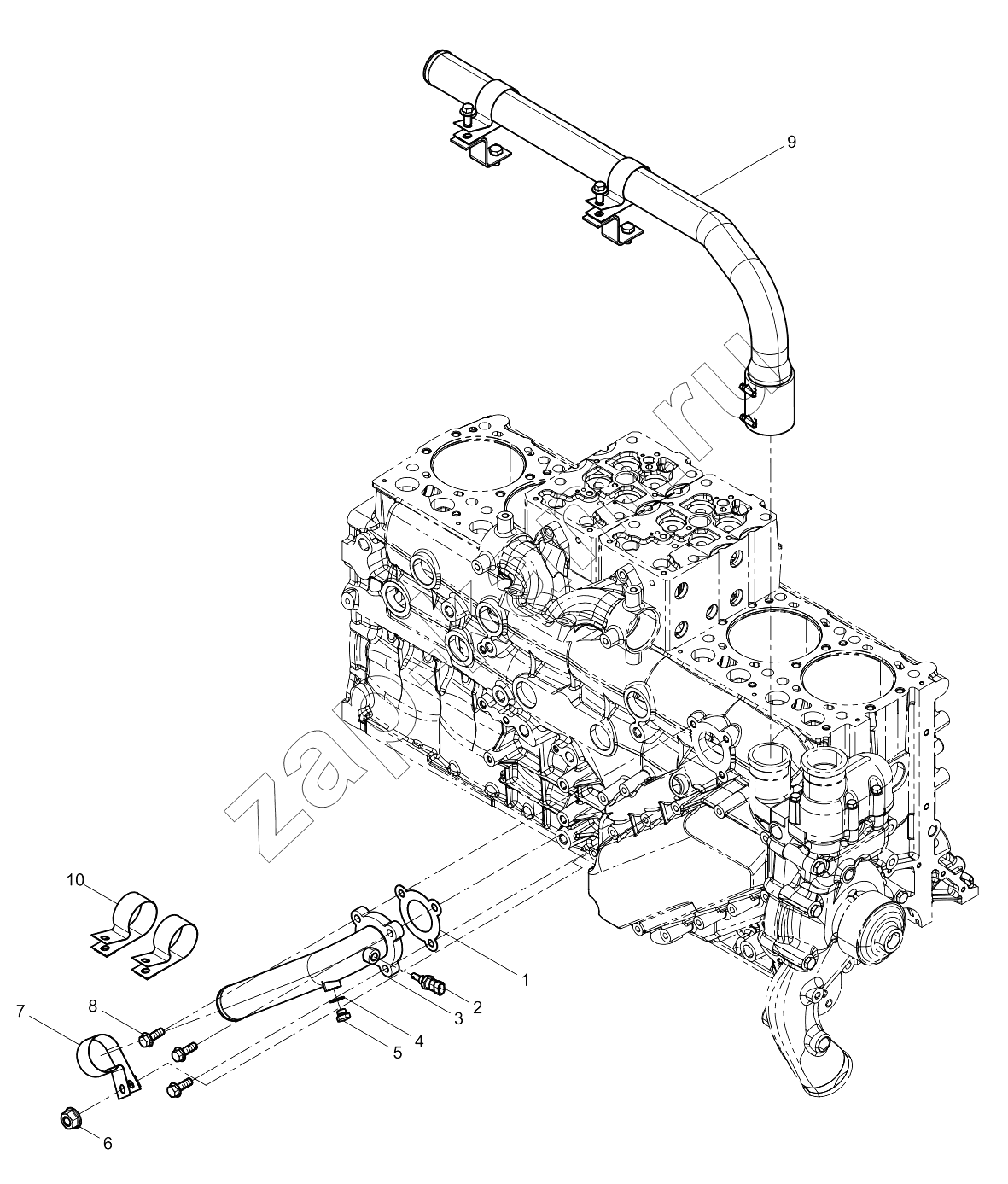 Схема/чертеж: WATER PUMP INLET PIPE GROUP / Shaanxi Shacman SX331853386 (X5000)