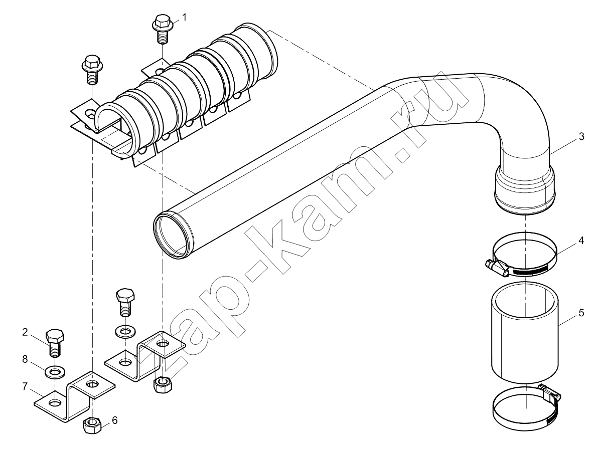 Схема/чертеж: WATER PIPE ASSEMBLY / Shaanxi Shacman SX331853386 (X5000)