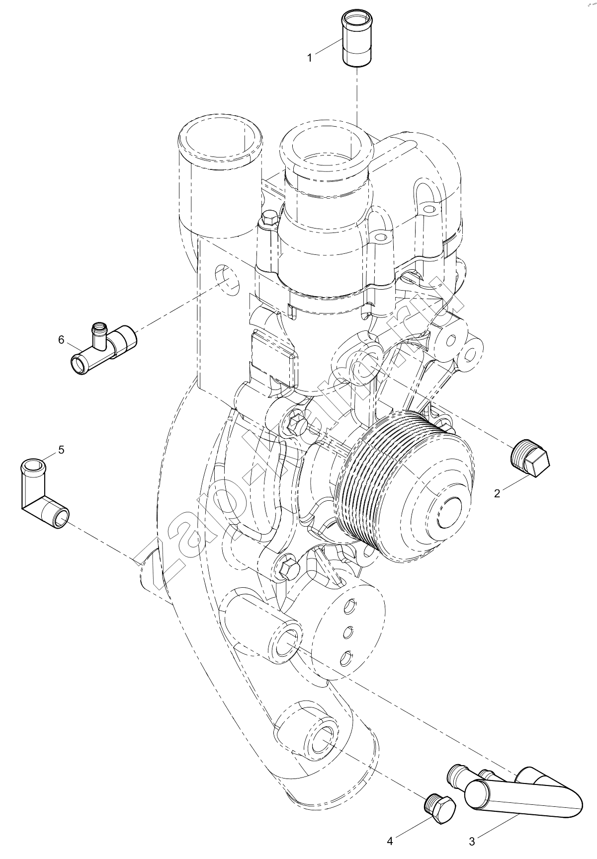 Схема/чертеж: WATER PIPE CONNECTOR GROUP / Shaanxi Shacman SX331853386 (X5000)