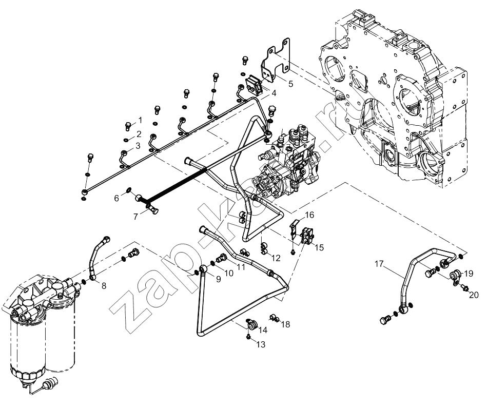 Схема/чертеж: LOW PRESSURE FUEL PIPE GROUP / Shaanxi Shacman SX331853386 (X5000)