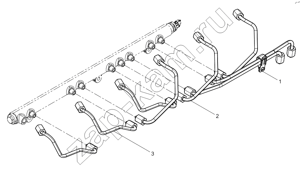 Схема/чертеж: HIGH-PRESSURE FUEL PIPE ASSEMBLY / Shaanxi Shacman SX331853386 (X5000)
