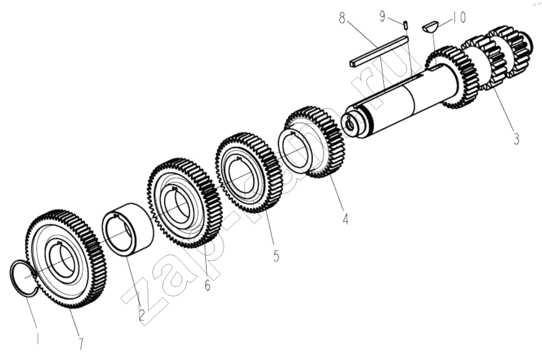 Схема/чертеж: INTERMEDIATE SHAFT ASSEMBLY / Shaanxi Shacman SX331853386 (X5000)