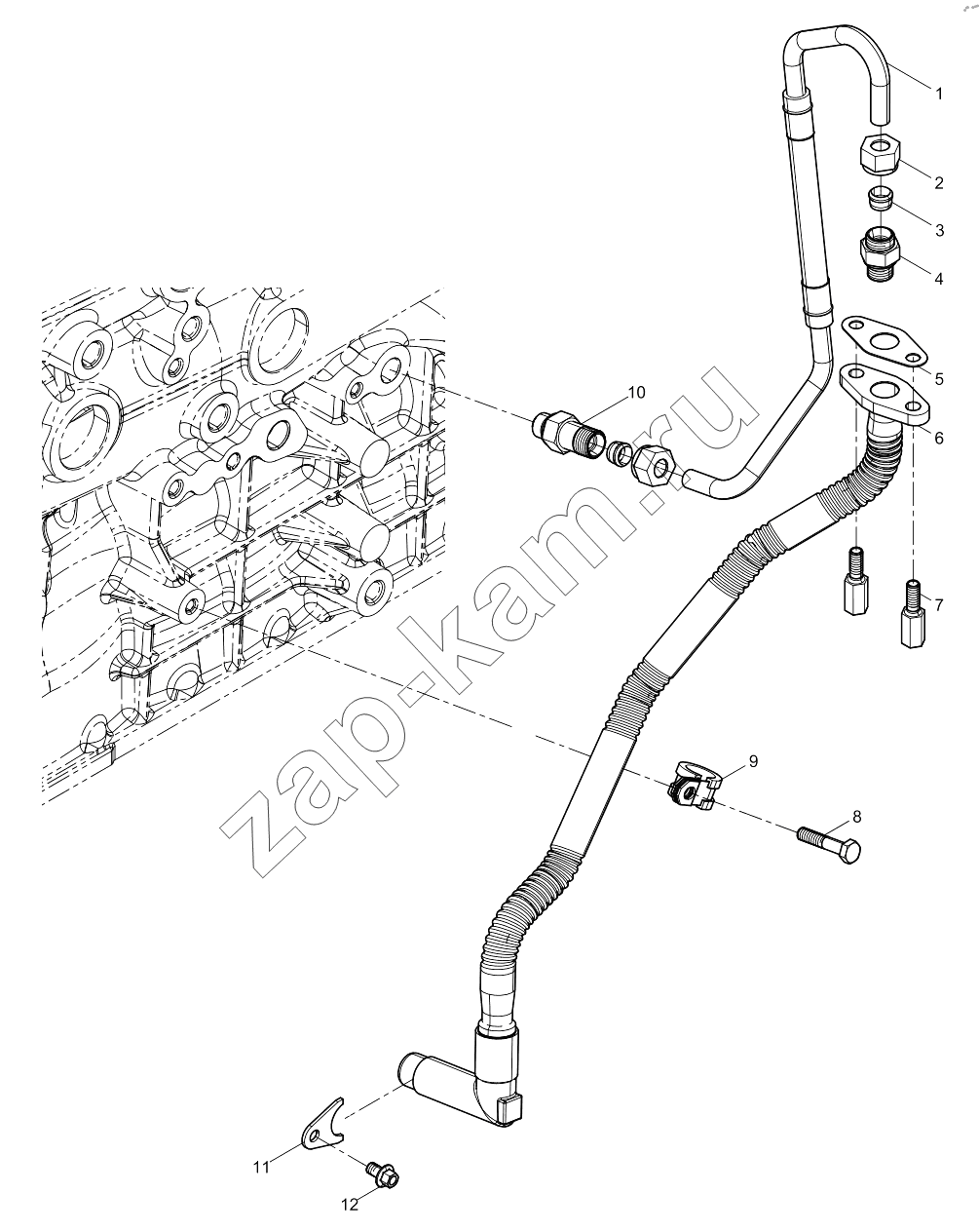 Схема/чертеж: TURBOCHARGER OIL PIPE GROUP / Shaanxi Shacman SX331853386 (X5000)