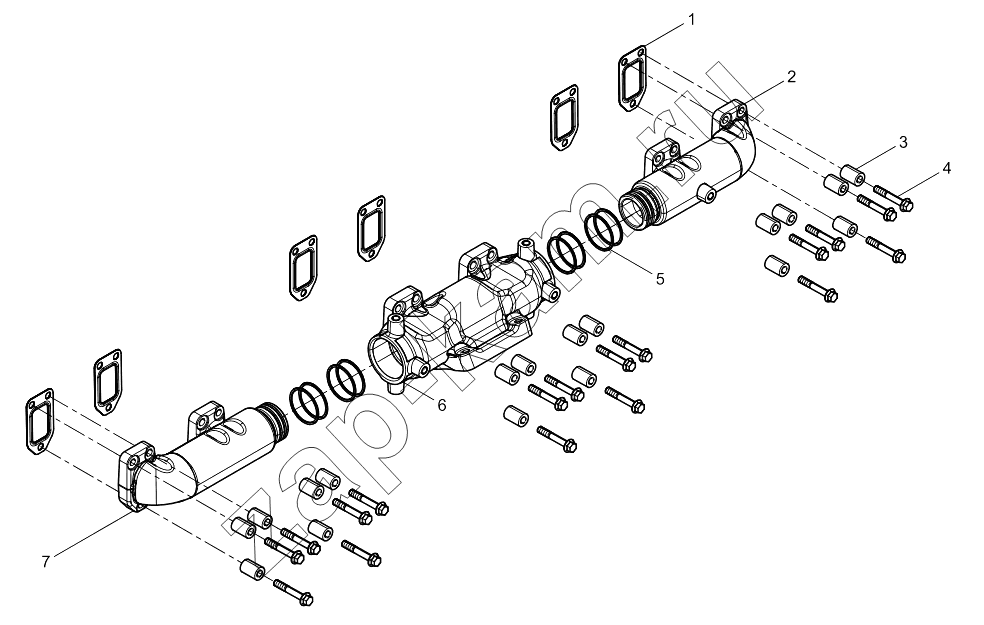 Схема/чертеж: EXHAUST MANIFOLD GROUP / Shaanxi Shacman SX331853386 (X5000)