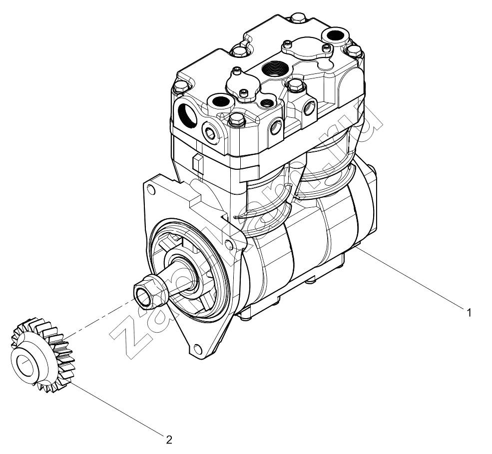 Схема/чертеж: AIR COMPRESSOR ASSEMBLY / Shaanxi Shacman SX331853386 (X5000)