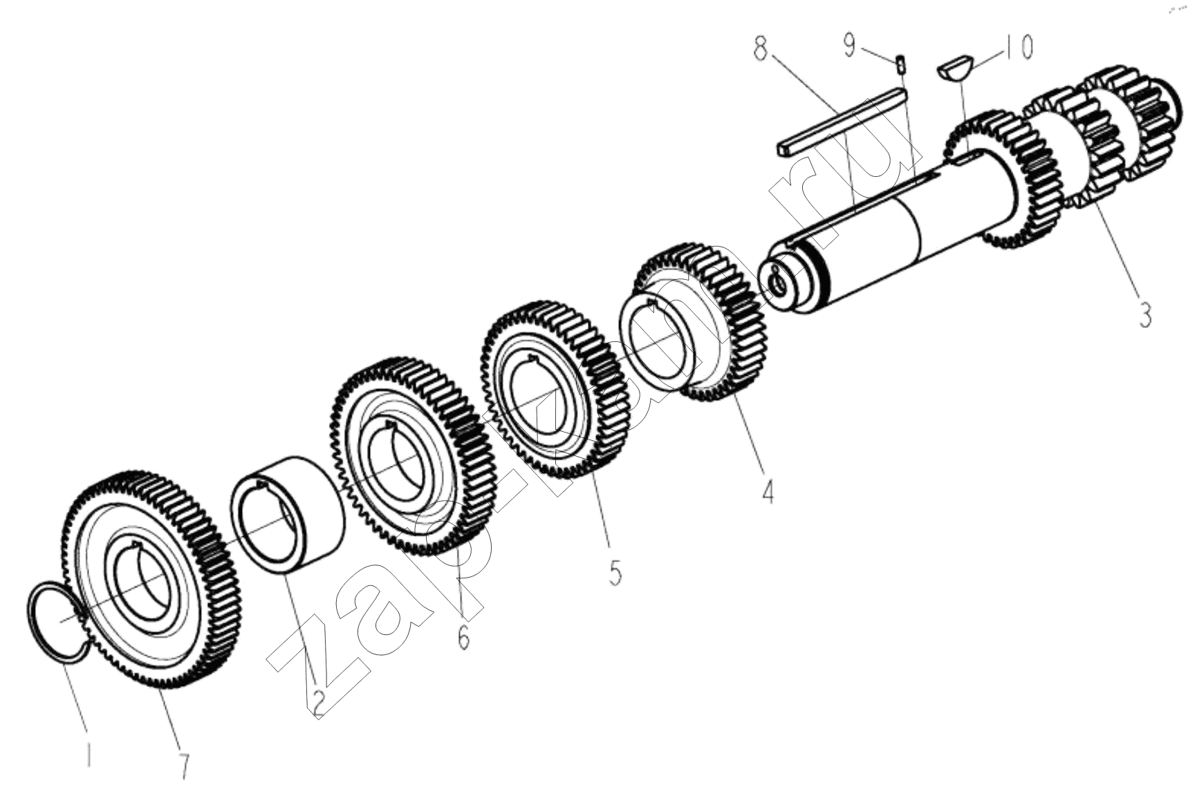 Схема/чертеж: INTERMEDIATE SHAFT ASSEMBLY / Shaanxi Shacman SX331853386 (X5000)