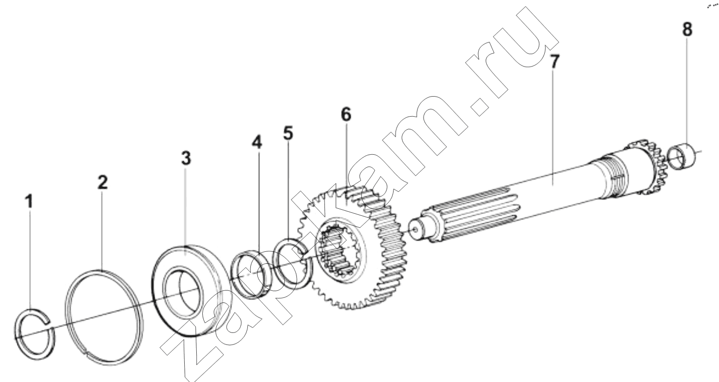 Схема/чертеж: FIRST SHAFT ASSEMBLY / Shaanxi Shacman SX331853386 (X5000)