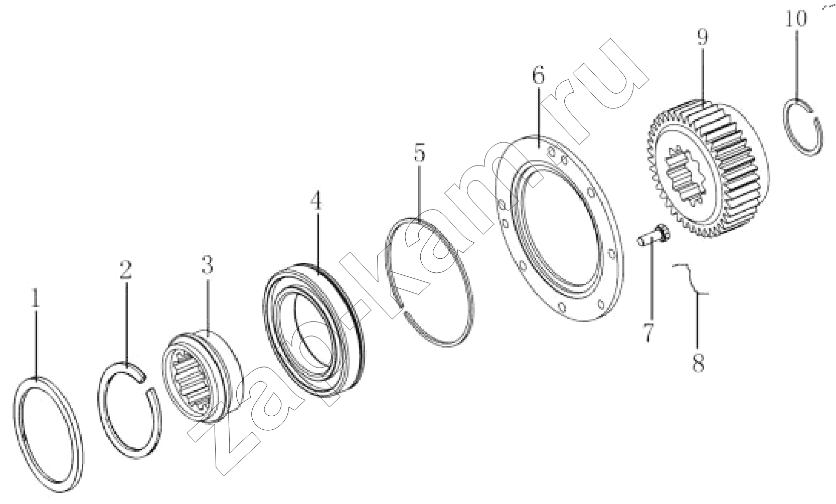 Схема/чертеж: AUXILIARY GEARBOX DRIVE GEAR ASSEMBLY / Shaanxi Shacman SX331853386 (X5000)