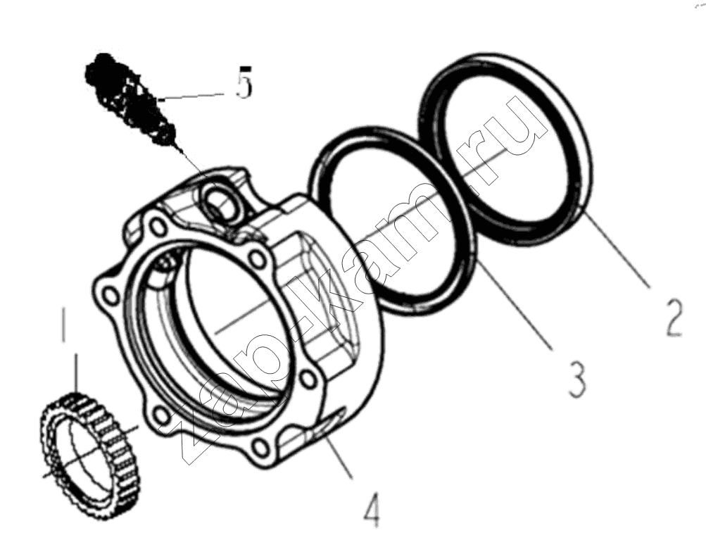 Схема/чертеж: SPINDLE REAR BEARING COVER ASSEMBLY / Shaanxi Shacman SX331853386 (X5000)