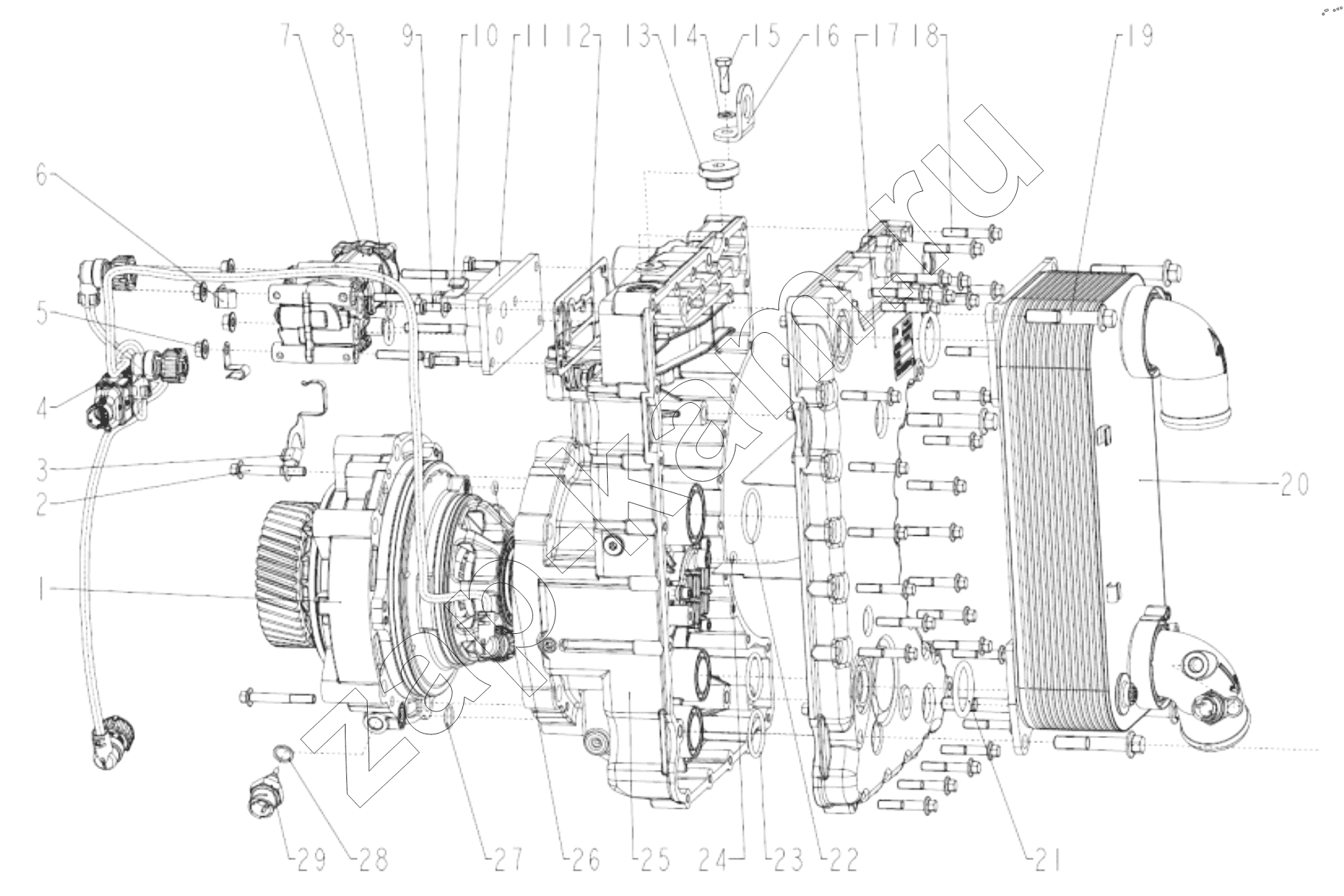 Схема/чертеж: HYDRAULIC RETARDER ASSEMBLY / Shaanxi Shacman SX331853386 (X5000)