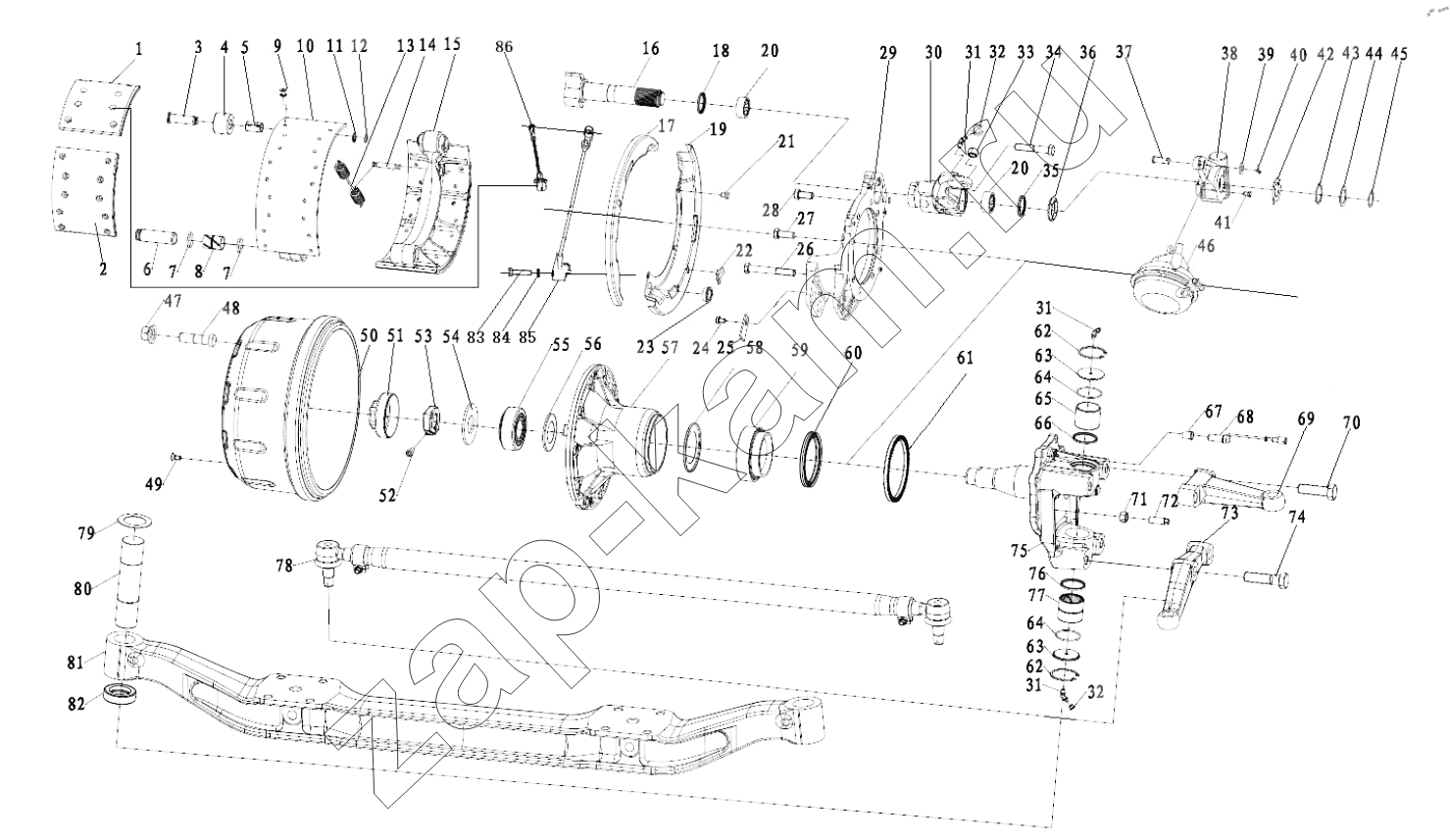 Схема/чертеж: DC95319380547 MAN9.5T FRONT AXLE / Shaanxi Shacman SX331853386 (X5000)