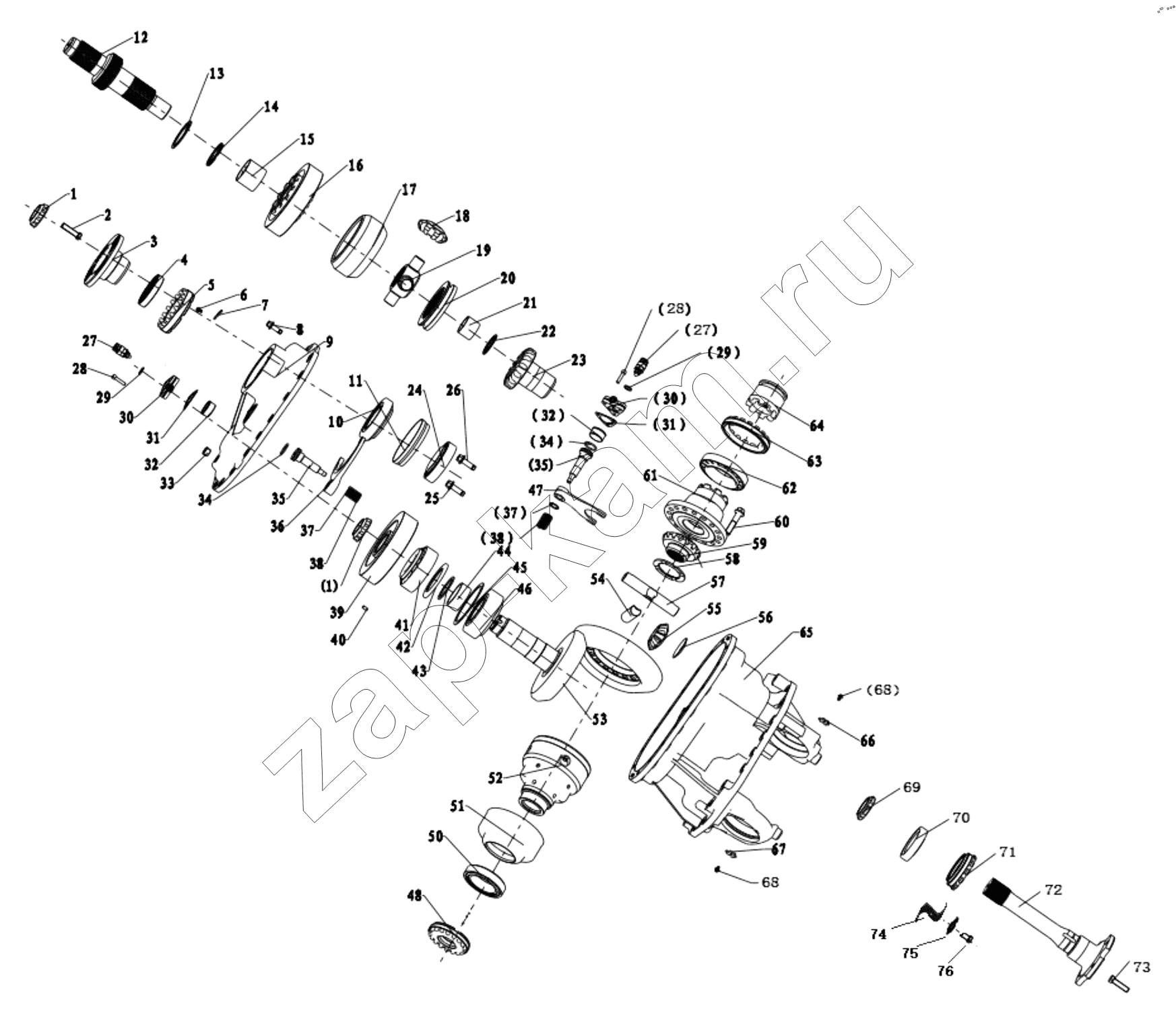Схема/чертеж: DC95259390725 MIDDLE AXLE MAIN REDUCER / Shaanxi Shacman SX331853386 (X5000)