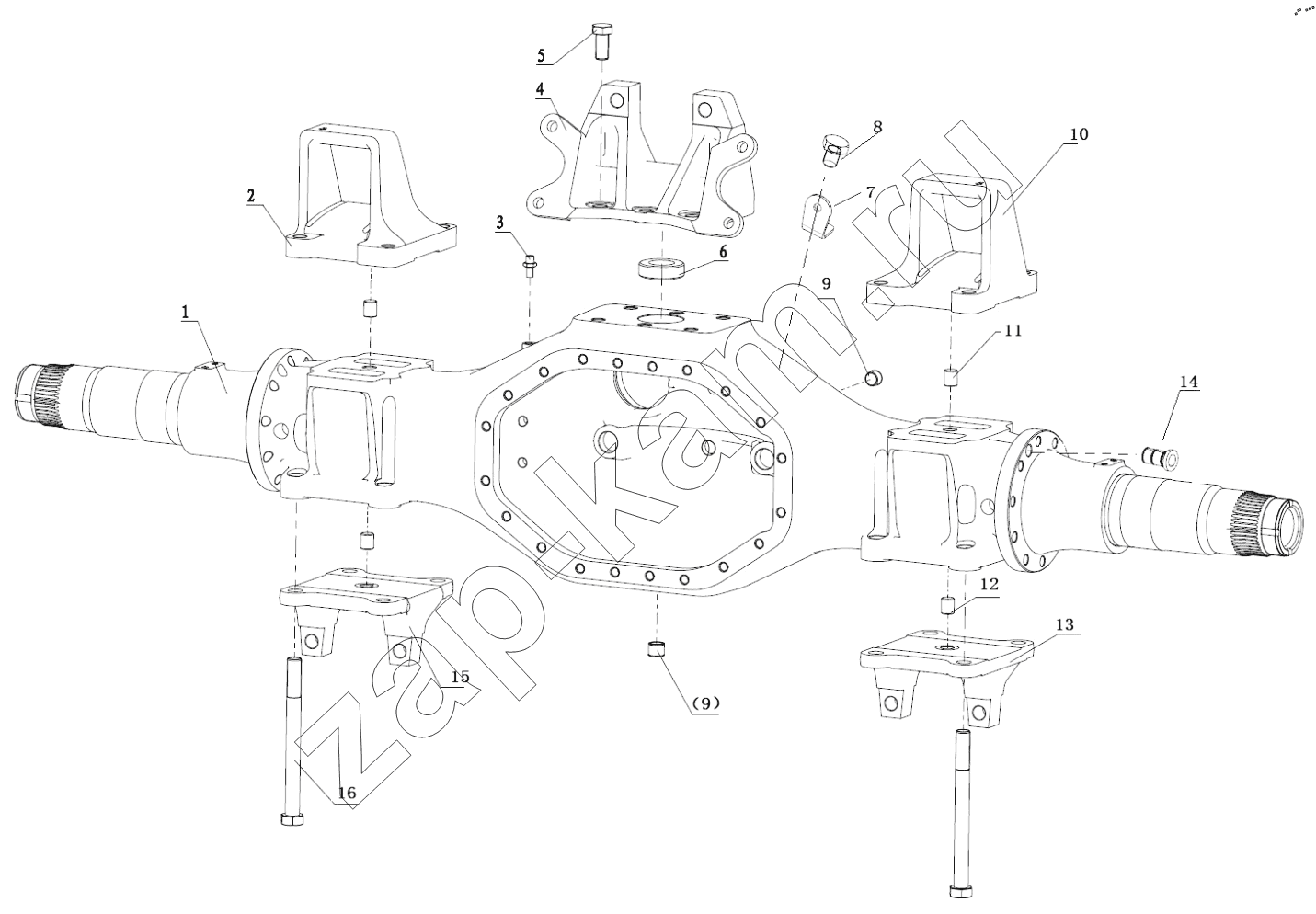Схема/чертеж: DC95319390779 MIDDLE AXLE HOUSE / Shaanxi Shacman SX331853386 (X5000)