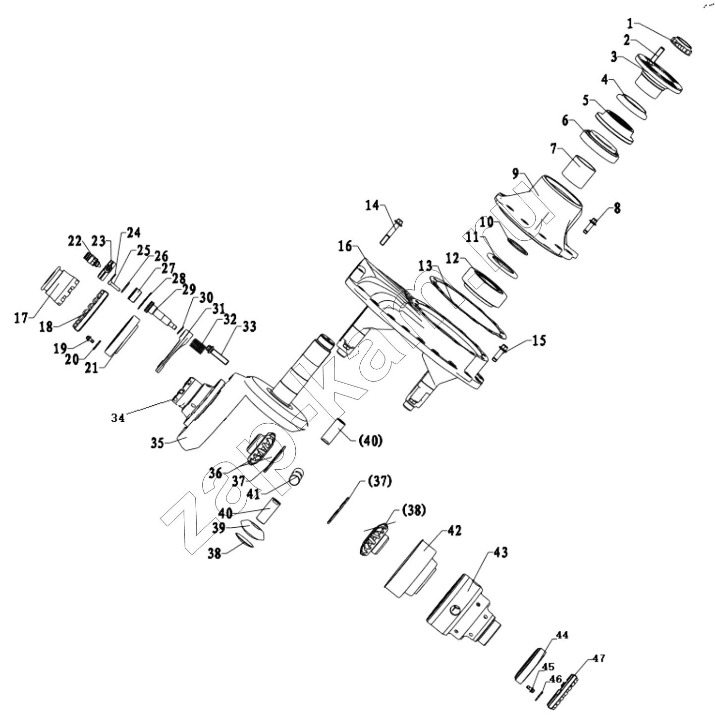 Схема/чертеж: DC95319390779 REAR AXLE MAIN REDUCER / Shaanxi Shacman SX331853386 (X5000)