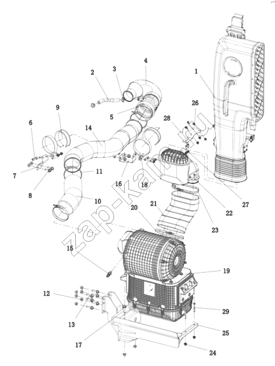 Схема/чертеж: DC97319191453 AIR INTAKE SYSTEM / Shaanxi Shacman SX331853386 (X5000)
