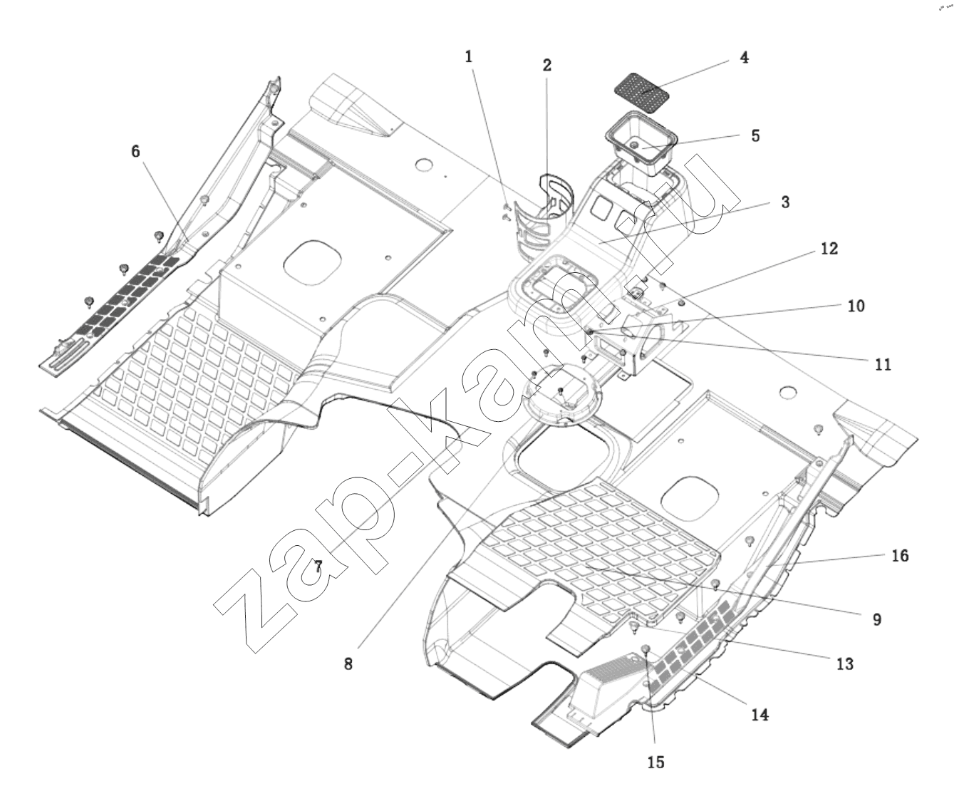 Схема/чертеж: DC14251620401 FLOOR MAT ASSEMBLY / Shaanxi Shacman SX331853386 (X5000)