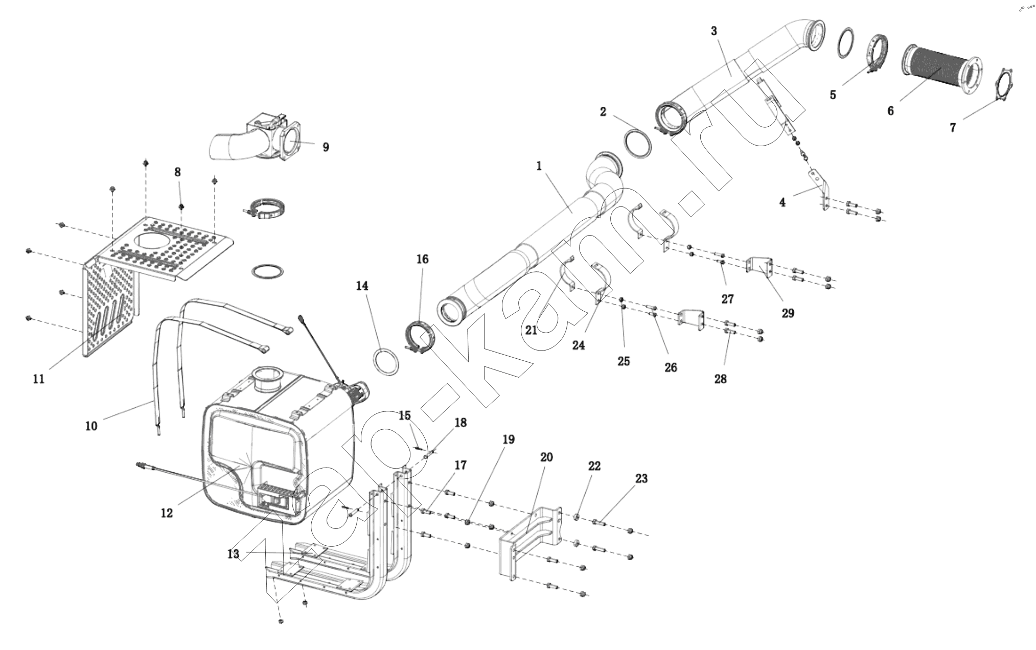 Схема/чертеж: DC97319540569 EXHAUST SYSTEM / Shaanxi Shacman SX331853386 (X5000)