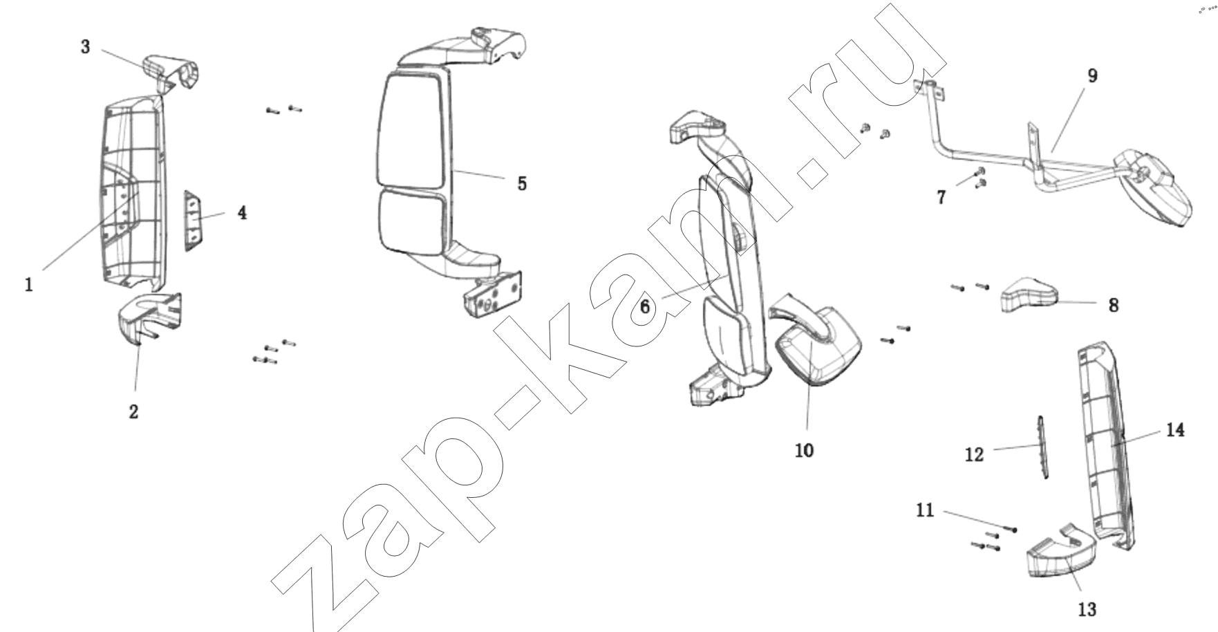 Схема/чертеж: DC14251772015 REARVIEW MIRROR / Shaanxi Shacman SX331853386 (X5000)