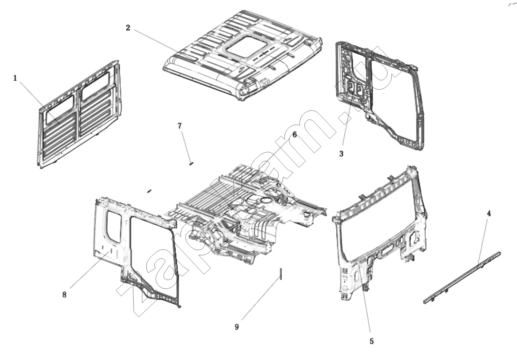 Схема/чертеж: DC14251103660 DRIVER'S CAB BODY / Shaanxi Shacman SX331853386 (X5000)