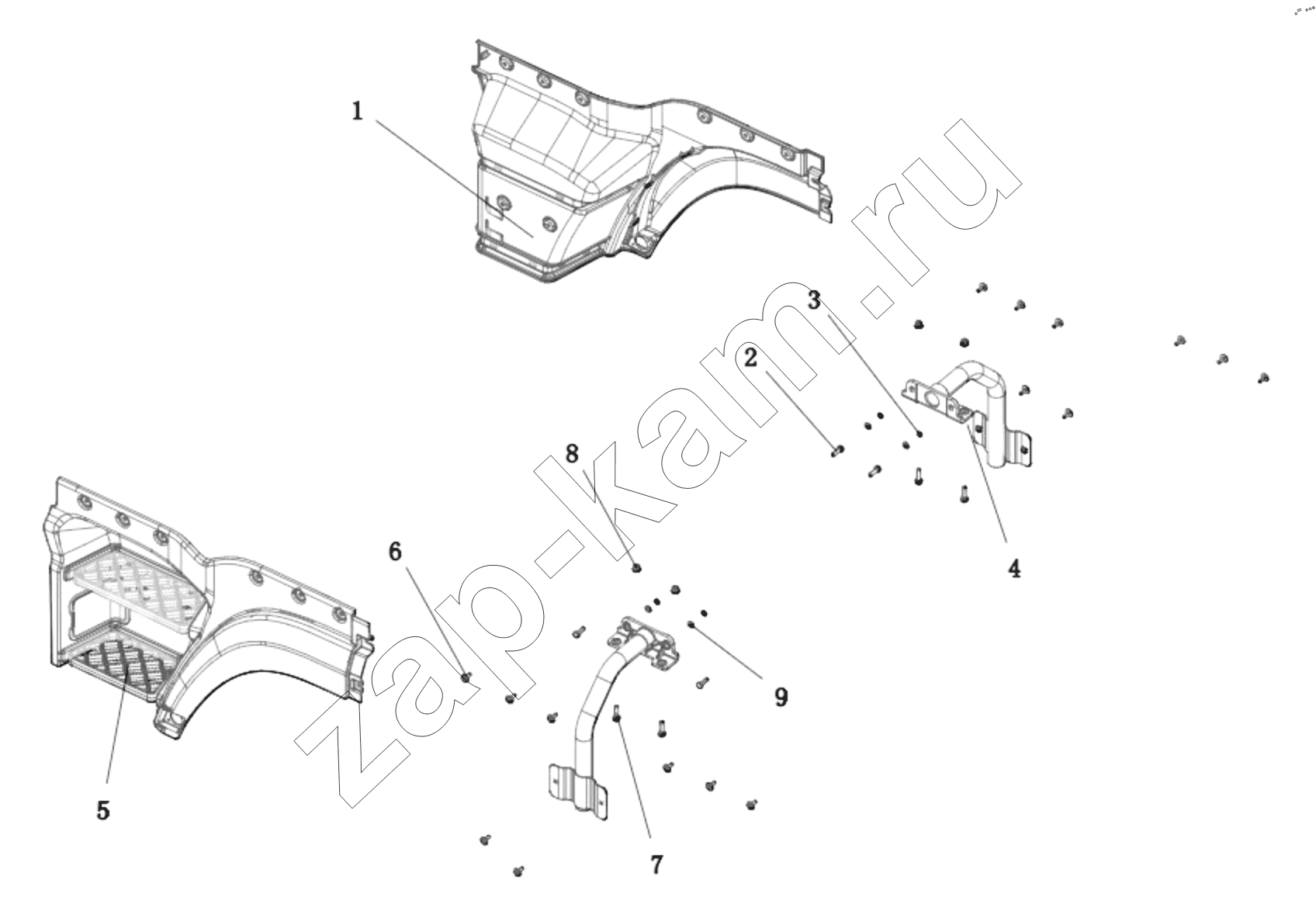 Схема/чертеж: DC14251240001 BOARDING PEDAL (CAB) / Shaanxi Shacman SX331853386 (X5000)
