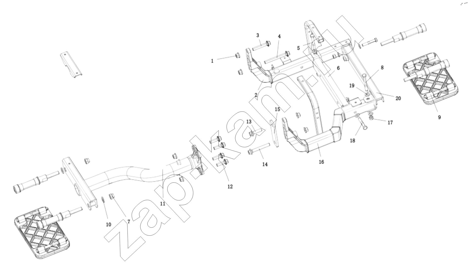 Схема/чертеж: DC14251242323 BOARDING PEDAL (CHASSIS) / Shaanxi Shacman SX331853386 (X5000)