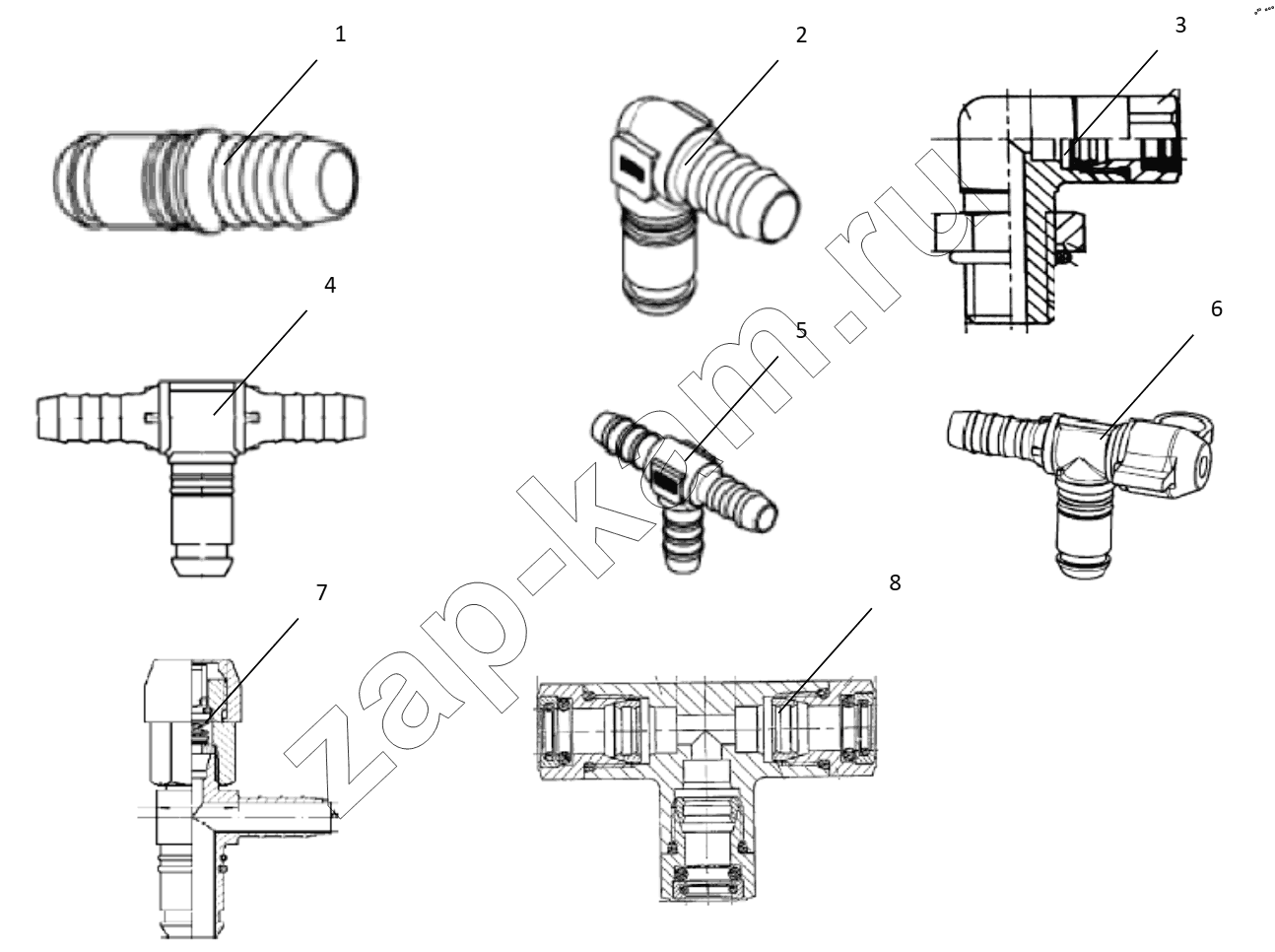 Схема/чертеж: PIPE CONNECTORS, PIPE JOINTS / Shaanxi Shacman SX33186T386 (X3000)
