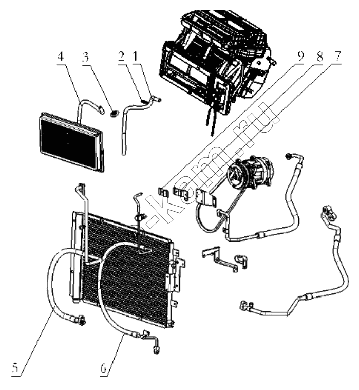 Схема/чертеж: AIR CONDITION PIPES / Shaanxi Shacman SX33186T386 (X3000)