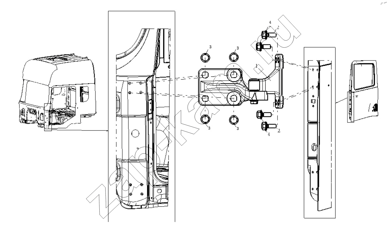 Схема/чертеж: DOOR HINGE LEFT / Shaanxi Shacman SX33186T386 (X3000)