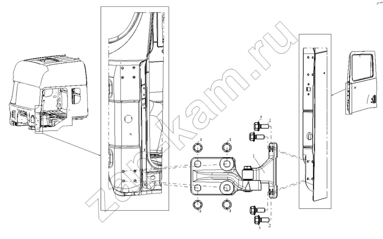 Схема/чертеж: DOOR HINGE LEFT / Shaanxi Shacman SX33186T386 (X3000)