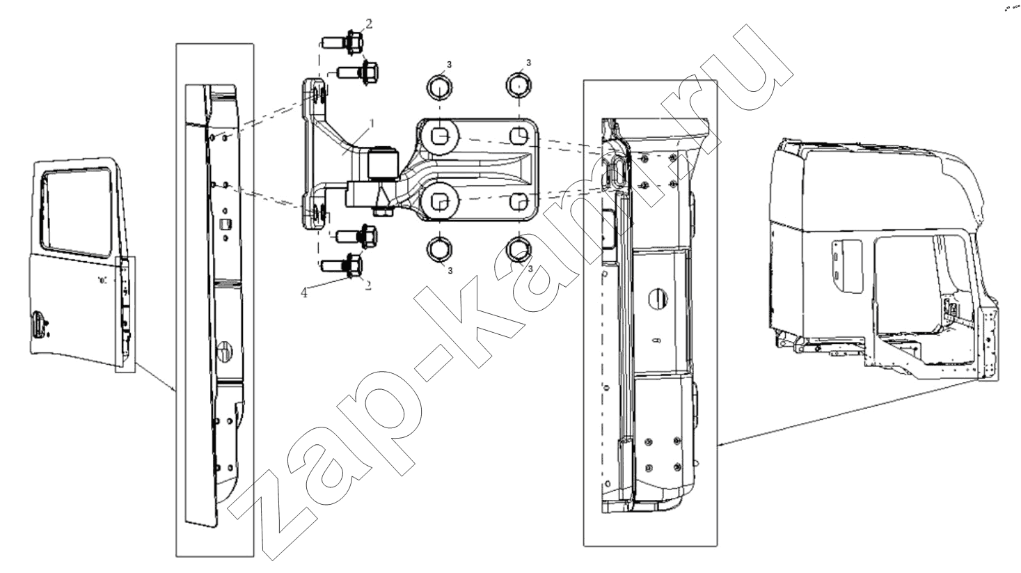 Схема/чертеж: DOOR HINGE RIGHT / Shaanxi Shacman SX33186T386 (X3000)