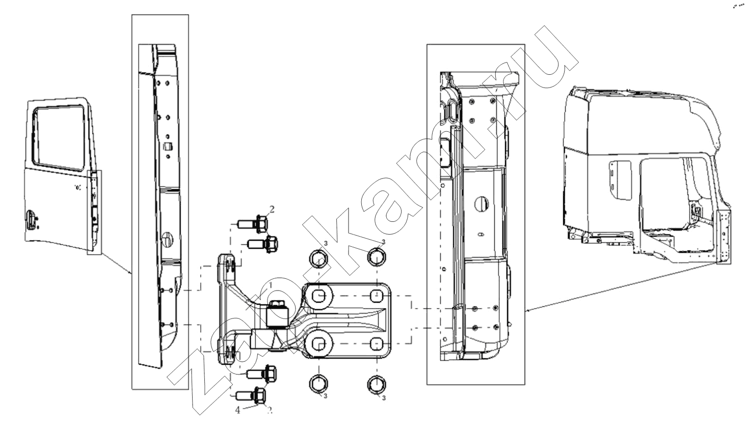 Схема/чертеж: DOOR HINGE RIGHT / Shaanxi Shacman SX33186T386 (X3000)