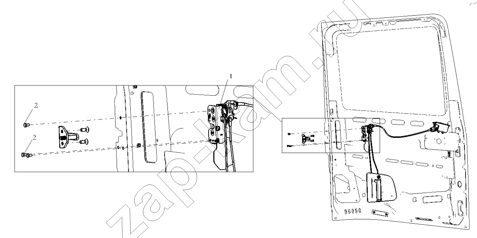 Схема/чертеж: RIGHT DOOR LOCK SYSTEM / Shaanxi Shacman SX33186T386 (X3000)