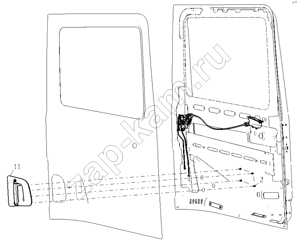 Схема/чертеж: RIGHT DOOR LOCK SYSTEM / Shaanxi Shacman SX33186T386 (X3000)