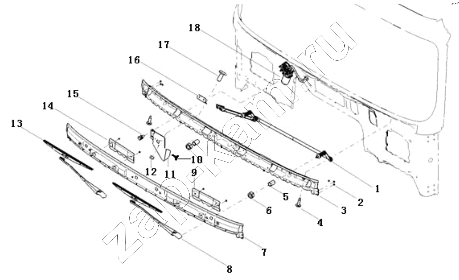 Схема/чертеж: WINDSCREEN RINSE SYSTEM/LEFT / Shaanxi Shacman SX33186T386 (X3000)