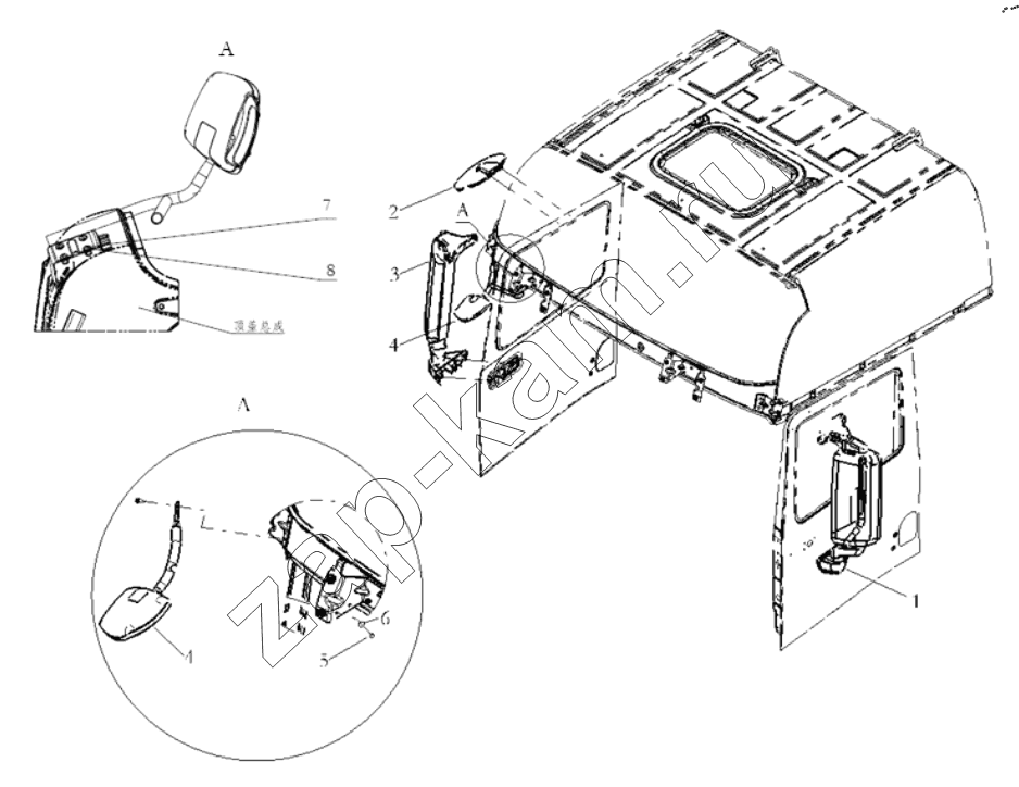 Схема/чертеж: VIEW MIRROR / Shaanxi Shacman SX33186T386 (X3000)