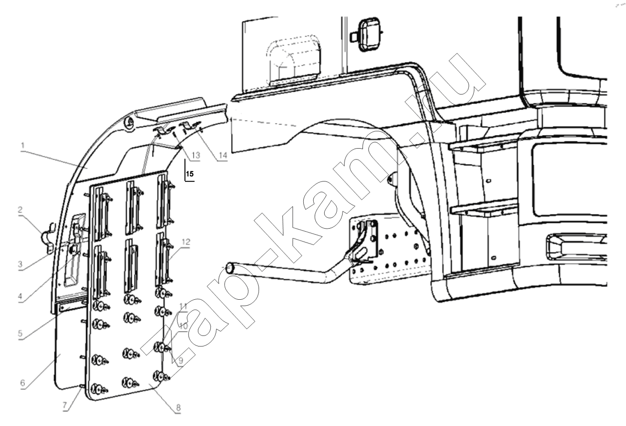 Схема/чертеж: FENDER RIGHT BEHIND CAB / Shaanxi Shacman SX33186T386 (X3000)
