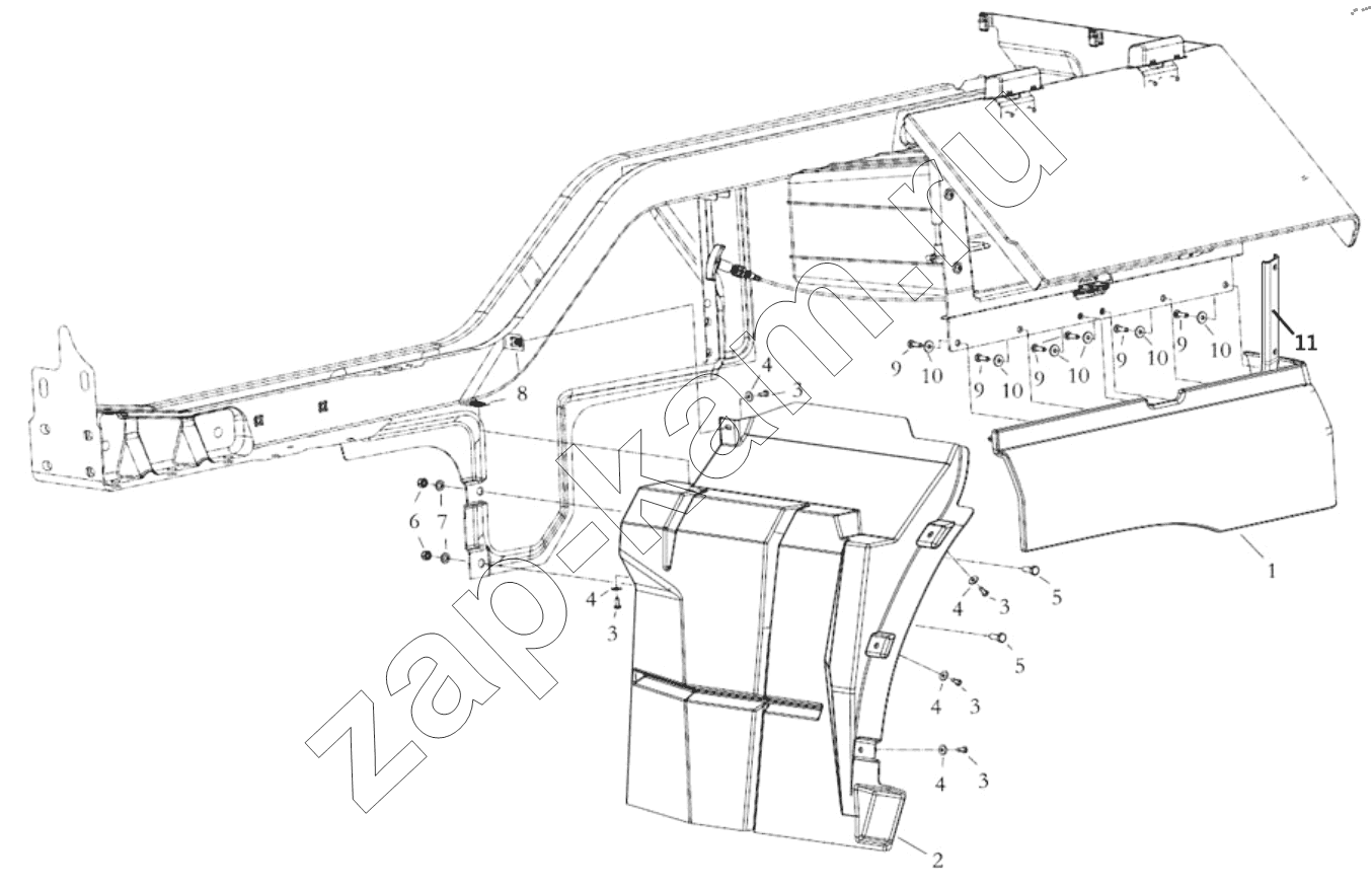 Схема/чертеж: MUDGUARDS OF LEFT / Shaanxi Shacman SX33186T386 (X3000)