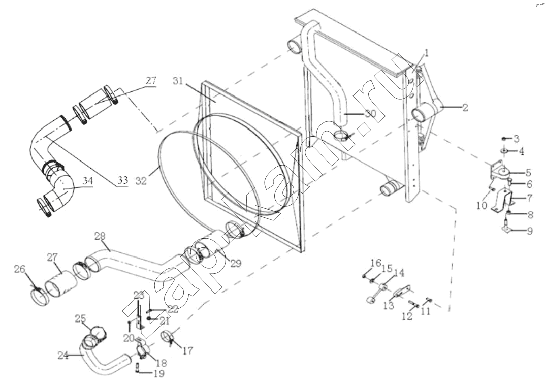 Схема/чертеж: COOLER SYSTEM (F3000/WP12) / Shaanxi Shacman SX33186T386 (X3000)