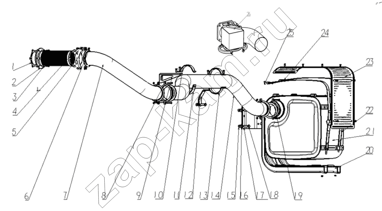 Схема/чертеж: EXHAUSTING SYSTEM / Shaanxi Shacman SX33186T386 (X3000)