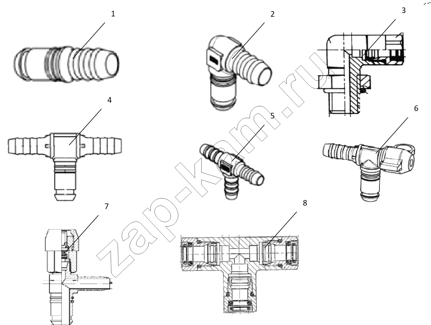 Схема/чертеж: PIPE CONNECTORS, PIPE JOINTS / Shaanxi Shacman SX33186T386 (X3000)