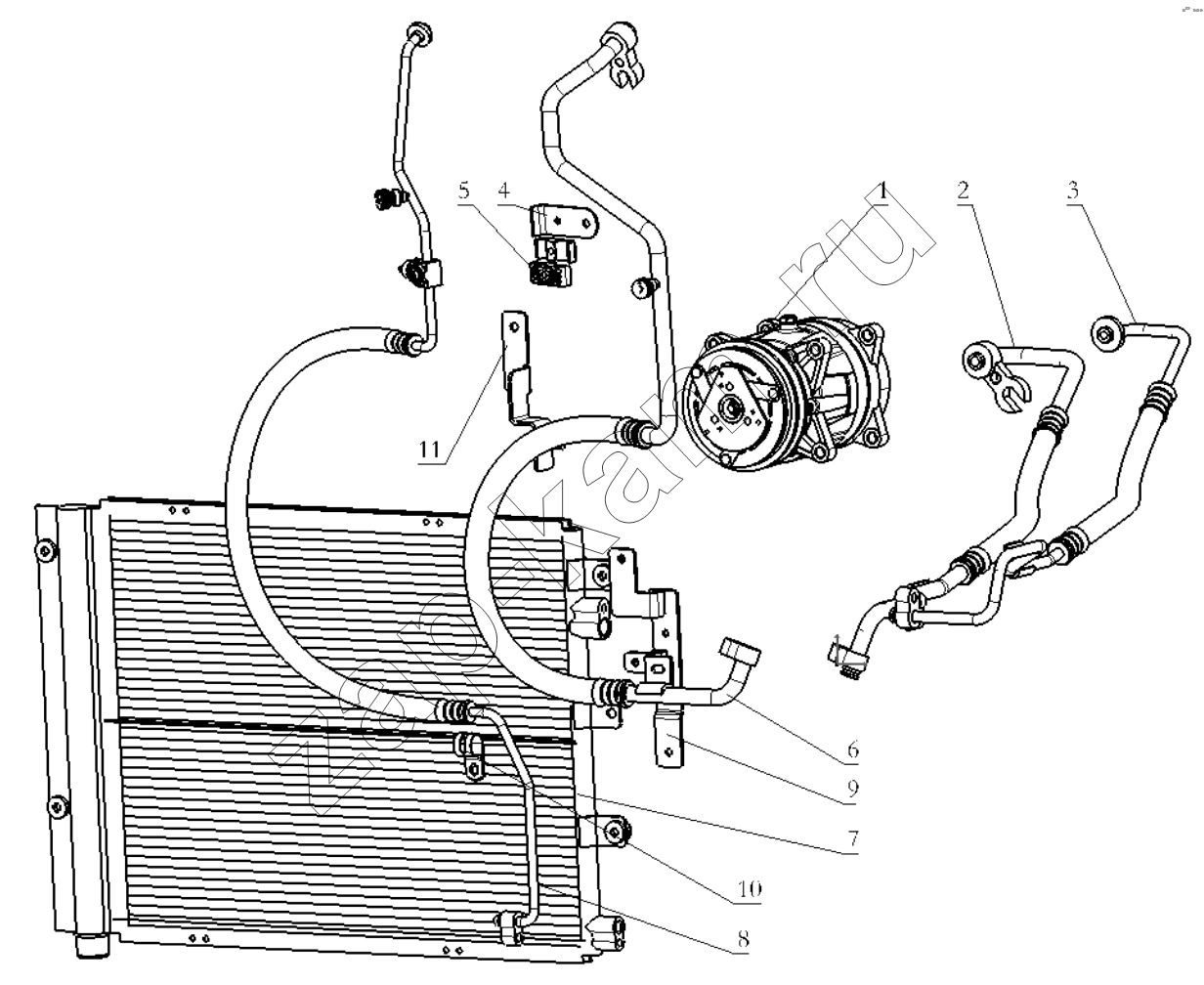 Схема/чертеж: Трубы кондиционера;AIR CONDITION PIPES / Shaanxi Shacman SX3318HT366TL